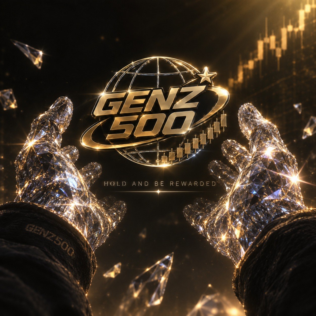 Golden bulls surrounding the GENZ500 mark