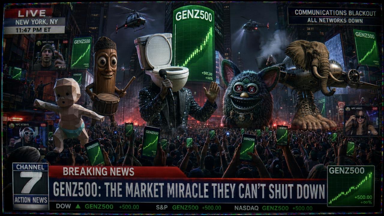 A surreal GENZ500 breaking news scene